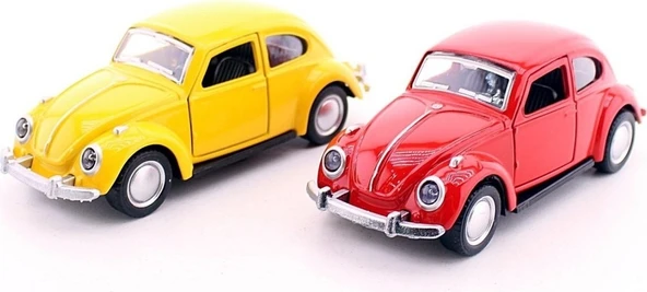 Sarı Kırmızı 2 Adet Çek-Bırak Metal Vosvos Araba Dekoratif Dıe Cast Büyük Boy 12 CM Sarı Kırmızı - 2