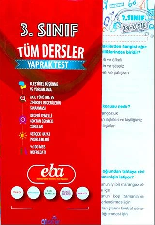 3.Sınıf Tüm Dersler Çek Kopart Yaprak Test - Tatil Kitabı Tekrar Seti