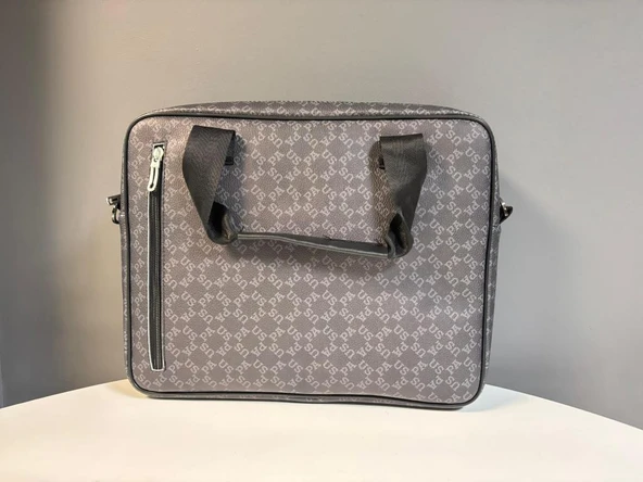 U.S. Polo Assn Çanta 15.6" Deri Desenli Notebook Taşıma çantası GRİ - 2