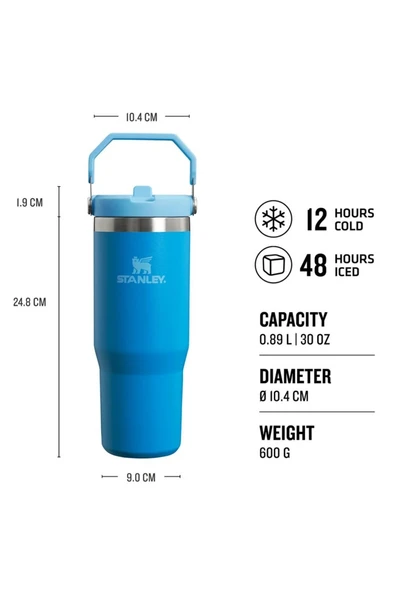 Stanley The Iceflow Flip Straw Azur Mavisi 0.89 lt Pipetli Termos Bardak