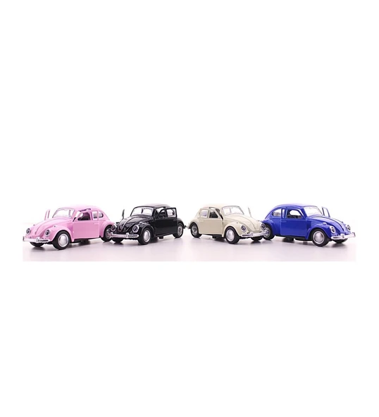 Dekoratif Nostaljik Hediye 4 Adet Renkli Çek-bırak Metal Vosvos Araba Dıe Cast Büyük Boy 12CM