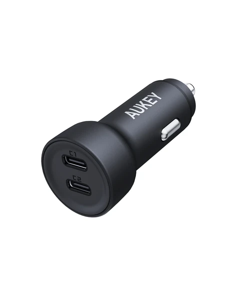 AUKEY 65W Type-C Çift Çıkışlı PD3.0 - Quick Charger3.0 Araç Şarj Aleti Başlığı CC-Y23-BK 65W
