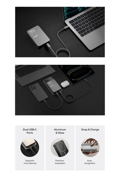Momax Q.Mag X2 35W 20000mAh wireless battery pack (Black) MACBOOK ŞARJ ÖZELLİKLİ - 3
