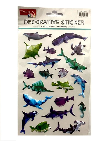 Tanex Decorative Sticker 3-D Deniz Canlıları Serisi Tnx-25365 - 3 adet - 1