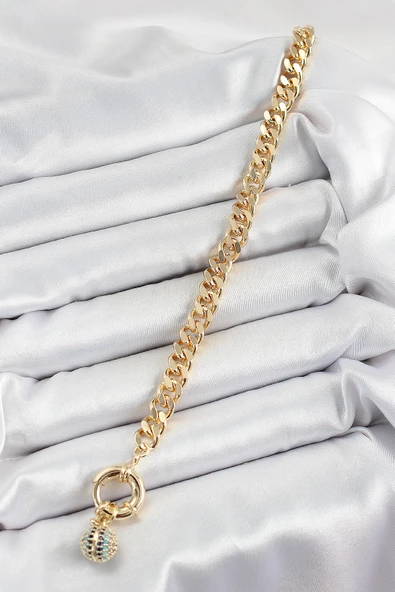 Pirinç Nazar Model Zirkon Taşlı Gold Renk VİP Seri Kadın Bileklik - TJ-BB7210 - 2