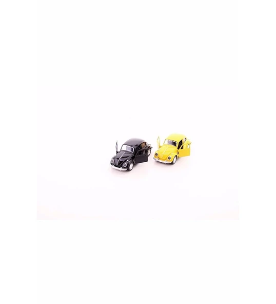2 Adet Çek-Bırak Metal Vosvos Araba Dıe Cast Büyük Boy 12cm Sarı Siyah Nostaljik Dekoratif Hediye - 2
