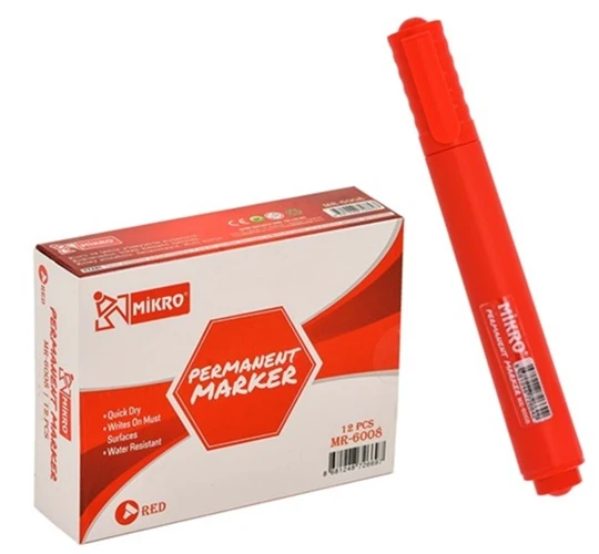 Mikro Permanent Markör Kalem Kırmızı Yuvarlak uç - 2 adet