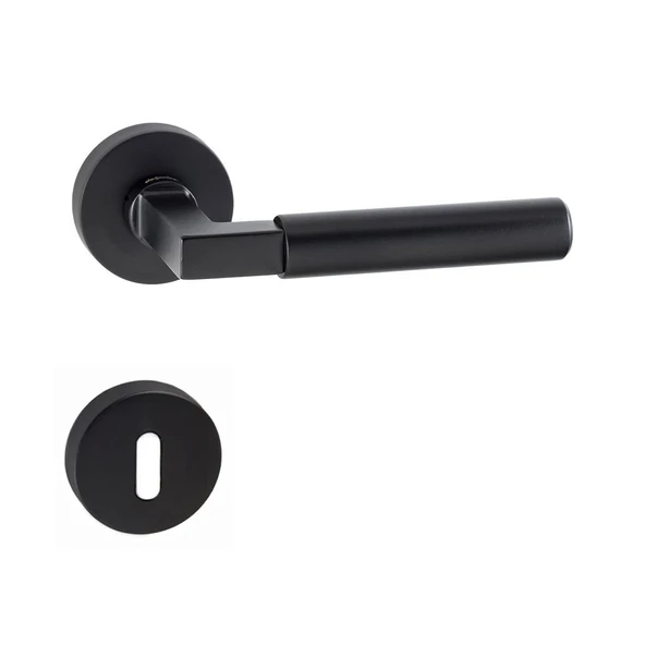 Doğanlar BS Lüx Rozetli Oda Kapı Kolu Mat Siyah ürün görseli 1