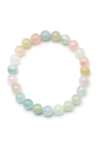 Akuamarin-Morganit-Heliodor Doğal Taş Bileklik 8 mm Küre Kesim - Resim 2