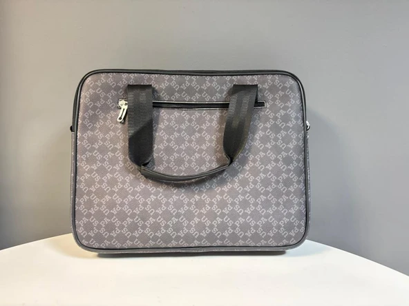 U.S. Polo Assn Çanta 15.6" Deri Desenli Notebook Taşıma çantası GRİ