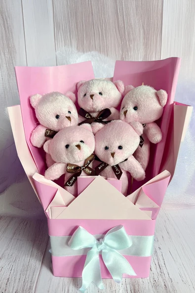 Mezuniyet Hediyesi:  Mezun Peluş Ayıcık & Pembe Ayıcık Buketi - 11