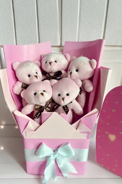 Mezuniyet Hediyesi:  Mezun Peluş Ayıcık & Pembe Ayıcık Buketi - 10