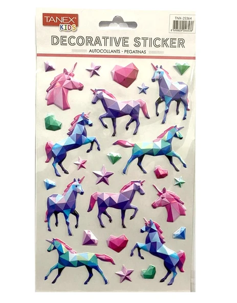 Tanex Decorative Sticker 3-D Unicorn Serisi Tnx-25364 - 3 adet - 1
