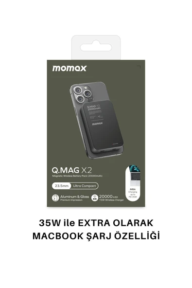 Momax Q.Mag X2 35W 20000mAh wireless battery pack (Black) MACBOOK ŞARJ ÖZELLİKLİ - 2
