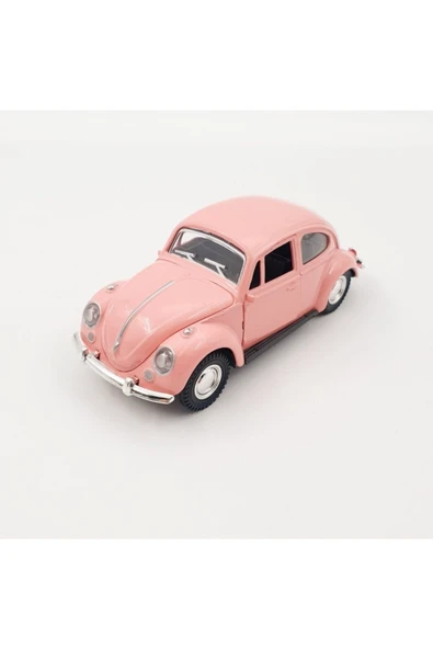 Pembe Çek-bırak Metal Vosvos Araba Dıe Cast Büyük Boy 12cm Dekoratif Nostaljik Hediye