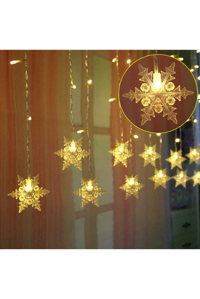 Kar Tane 4mt 96 LED 19 Saçak Gün Işığı Perde LED Dekor Süsleme