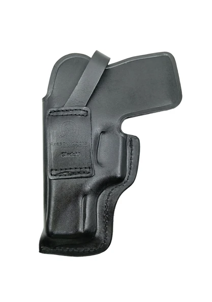 Glock 19 İçin Uygun Siyah Gerçek Deri Namlu Ucu Kapalı Kemeriçi Silah Kılıfı