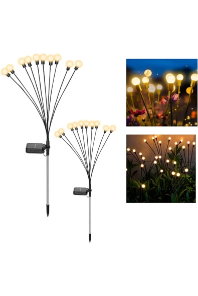 8 Saçaklı 1 Adet Güneş Enerjili LED Işık, Bahçe Dekorasyon Işık