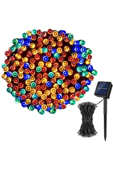Solar Enerjili 10 Metre RGB Işığı Bahçe Balkon Teras Aydınlatma Dekor Süsleme Boncuk LED