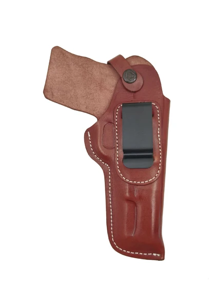 Browning HP İçin Uygun Namlu Ucu Kapalı Kahverengi Gerçek Deri Kemeriçi Silah Kılıfı - 2