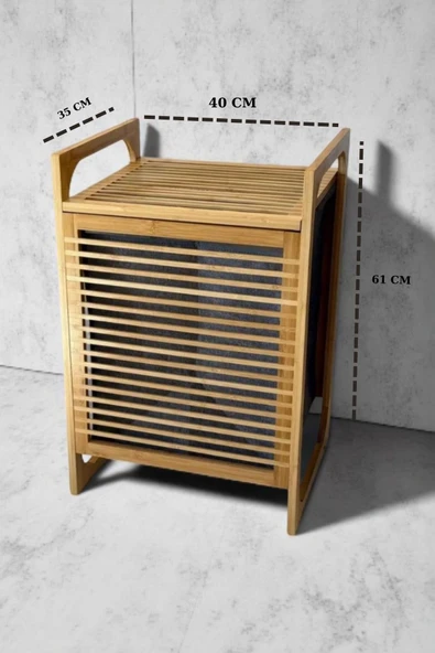Bambu Kirli Çamaşır Sepeti Banyo Düzenleyici Oyuncak Saklama Organizer - 3