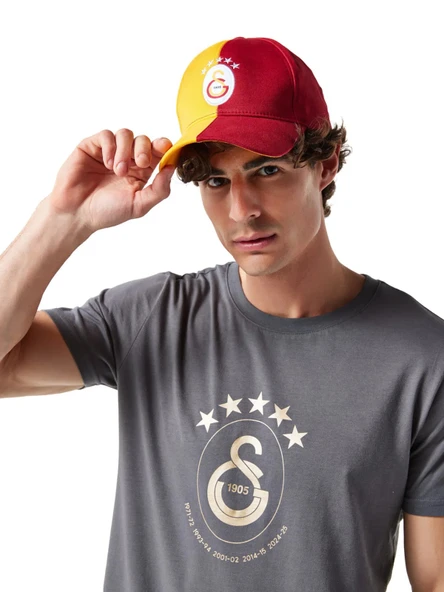 Galatasaray Lisanslı Şampiyonluk Özel Sarı Kırmızı 5 Yıldız Parçalı Şapka - 2