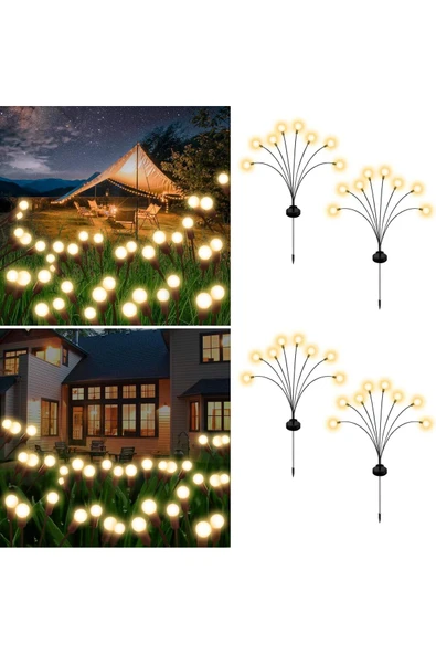 8 Saçaklı 1 Adet Güneş Enerjili LED Işık, Bahçe Dekorasyon Işık - 5