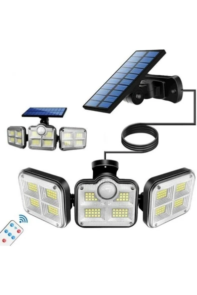 Kumandalı Solar Güneş Enerjili 122 Led Hareket Sensörlü Bahçe Aydınlatma Dekor