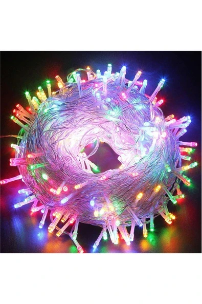 LED 10 Metre 8 Animasyon 100 LED Fişli Şeffaf Kablo Dekor Süs Dize Işık