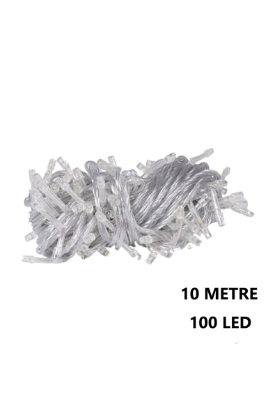 LED 10 Metre 8 Animasyon 100 LED Fişli Şeffaf Kablo Dekor Süs Dize Işık - 5