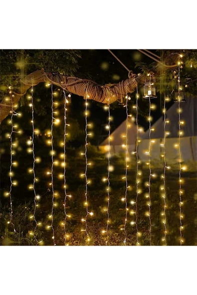 Perde Led Mantar Model 8 Kademeli 3x3 Ebatında Fişli Dekorasyon Süsleme Işık - 6