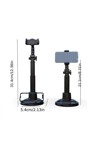 Masaüstü Telefon Tablet Tutucu 360 ° Ayarlanabilir Teleskobik Başlıklı Demir Tabanlı Stant - 3