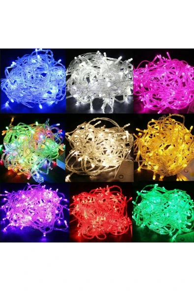 LED 10 Metre 8 Animasyon 100 LED Fişli Şeffaf Kablo Dekor Süs Dize Işık - 4
