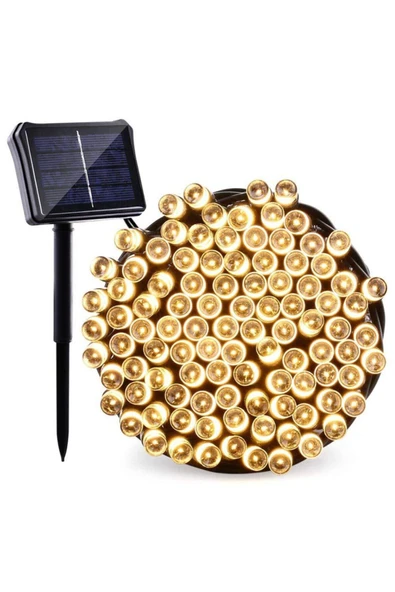 Solar Güneş Enerjili Dış Bahçe 8 Modlu 10 metre 100 led Aydınlatma (Gün Işığı)