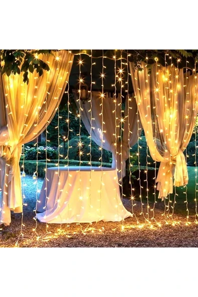 Perde Led Mantar Model 8 Kademeli 2x2 Ebatında Fişli Dekorasyon Süsleme Işık - 4