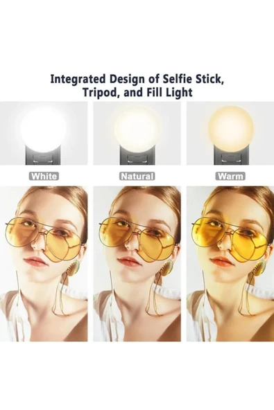 Katlanabilir Çelik Malzemeli 113 cm El Monopod Selfi Telefon Tutucu Uzatılabilir Mini Tripod - 3