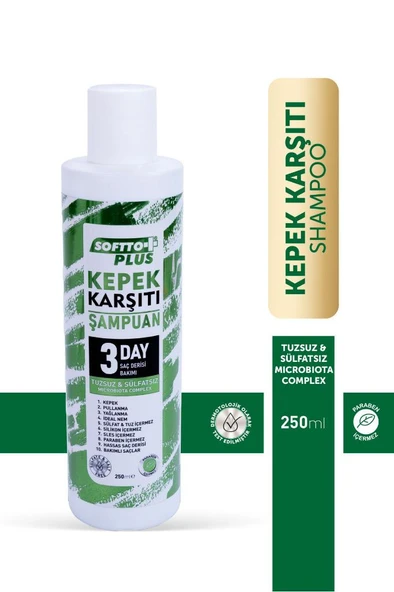Softto Plus Tuzsuz & Sülfatsız Kepek Karşıtı Onarıcı Şampuanı 250 /ml. Eczane100