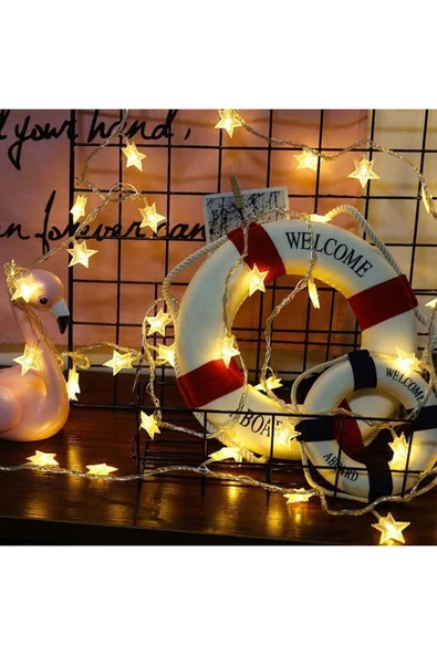 Yıldız Dekoratif 20 Ledli 3 Metre Fonksiyonlu 2 Pilli Süsleme Aydınlatma Işık - 2