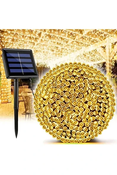 Solar Enerjili 10 Metre Gün Işığı Bahçe Balkon Teras Aydınlatma Dekor Süsleme Boncuk LED
