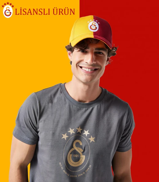 Galatasaray Lisanslı Şampiyonluk Özel Sarı Kırmızı 5 Yıldız Parçalı Şapka