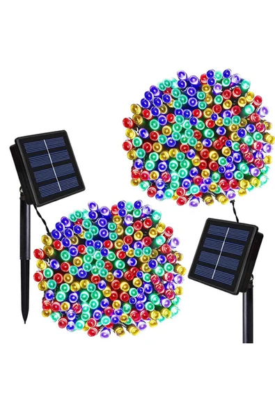 Solar Güneş Enerjili Dış Bahçe 8 Modlu 10 metre 100 led Aydınlatma (RGB)