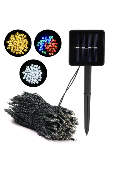 Solar Güneş Enerjili Dış Bahçe 8 Modlu 10 metre 100 led Aydınlatma (RGB) - 4