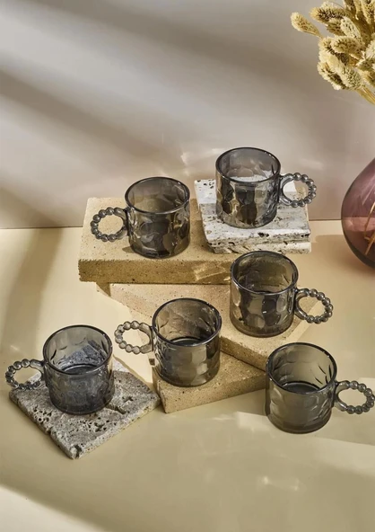 Ringo Stone 6lı Fincan Seti - Türk Kahvesi, Espresso Fincan Takımı - Füme, 100 ML - 3