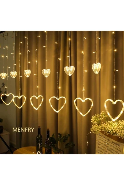 Perde LED Fişli 3 Metre 8 Animasyonlu Sarı Dizi Işık Aydınlatma Süsleme Dekor (Kutulu Paket)