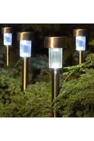 Sarı Ledli Solar Güneş Enerjili Bahçe Lambası 1 Li Metal Gövdeli