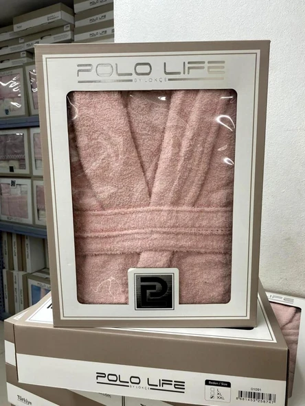 Polo Life Kutulu %100 Pamuk Tek Bornoz Şalyaka-Şeftali (XXL Beden) - 2