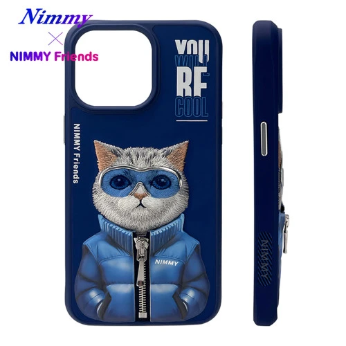 iPhone 14 Pro Parlak Zemin Üstüne Gerçek Nakış İşlemeli Gözlük Mont Detaylı 3D Animal Little Hipster Man Kılıf - 2