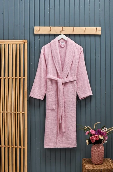Polo Life Kutulu %100 Pamuk Tek Bornoz Şalyaka-Pembe (L Beden)