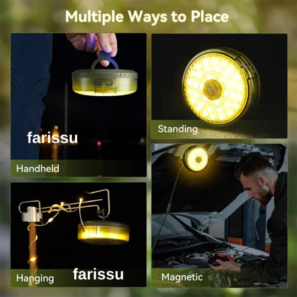 8 Fonksiyonlu 10 Metre RGB LED Kamp Lambası | Powerbank Özellikli, Type-C Şarjlı, Taşınabilir Işık Zinciri - 3