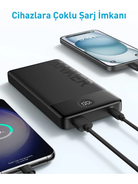 Anker 326 20000 Mah Taşınabilir Hızlı Şarj Cihazı - USB-C - 15W 2 Çıkışlı Powerbank - Siyah - A1367 (Anker Türkiye Garantili) - 4